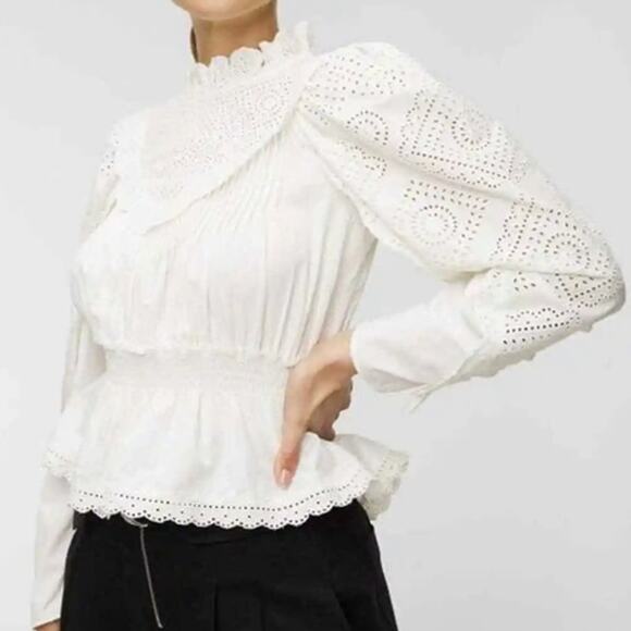 Sea Vienne Lilac Pink Long Sleeve Eyelet Open Back Top 6 S/M Medium NEW NWT - Picture 2 of 5